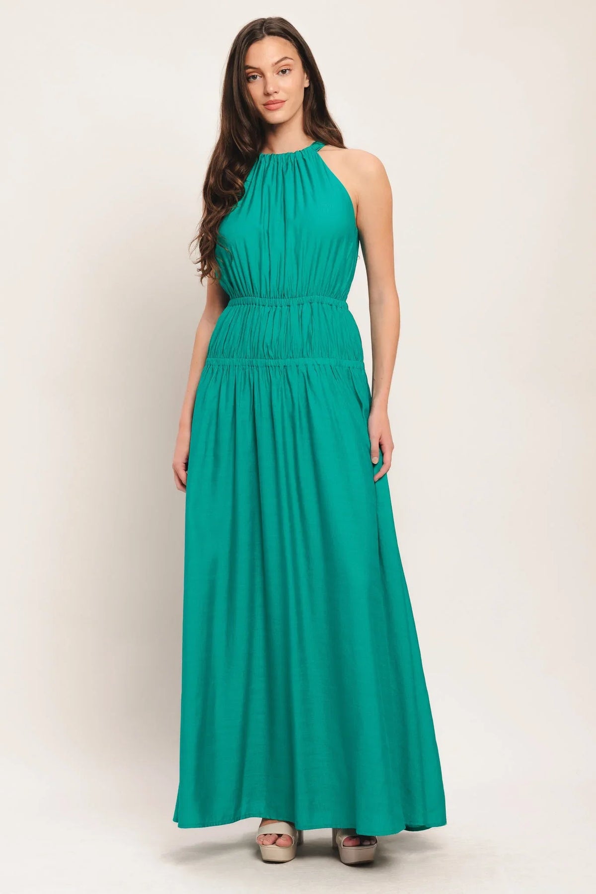 RIVER WALK TEAL MAXI DRESS