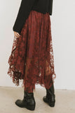 Elsie Lace Midi Skirt in Red Brown FINAL SALE