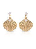 Scallop Shell and Pearl Earrings