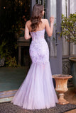 A1388 SEQUIN FLORAL MERMAID GOWN LAVENDER Andrea Leo FINAL SALE