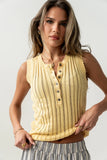 Lina Pointelle Knit Tank in Yellow