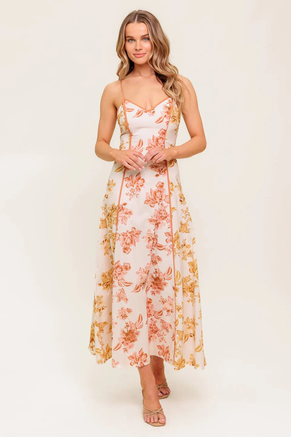 CARLYN MIDI DRESS MUSTARD FLORAL