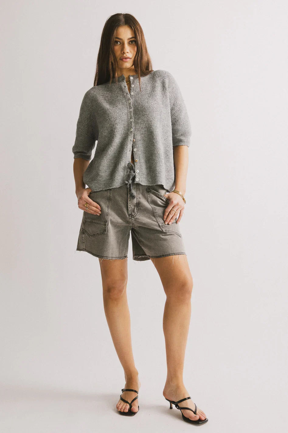 Leah Knit Cardigan in Heather Grey FINAL SALE