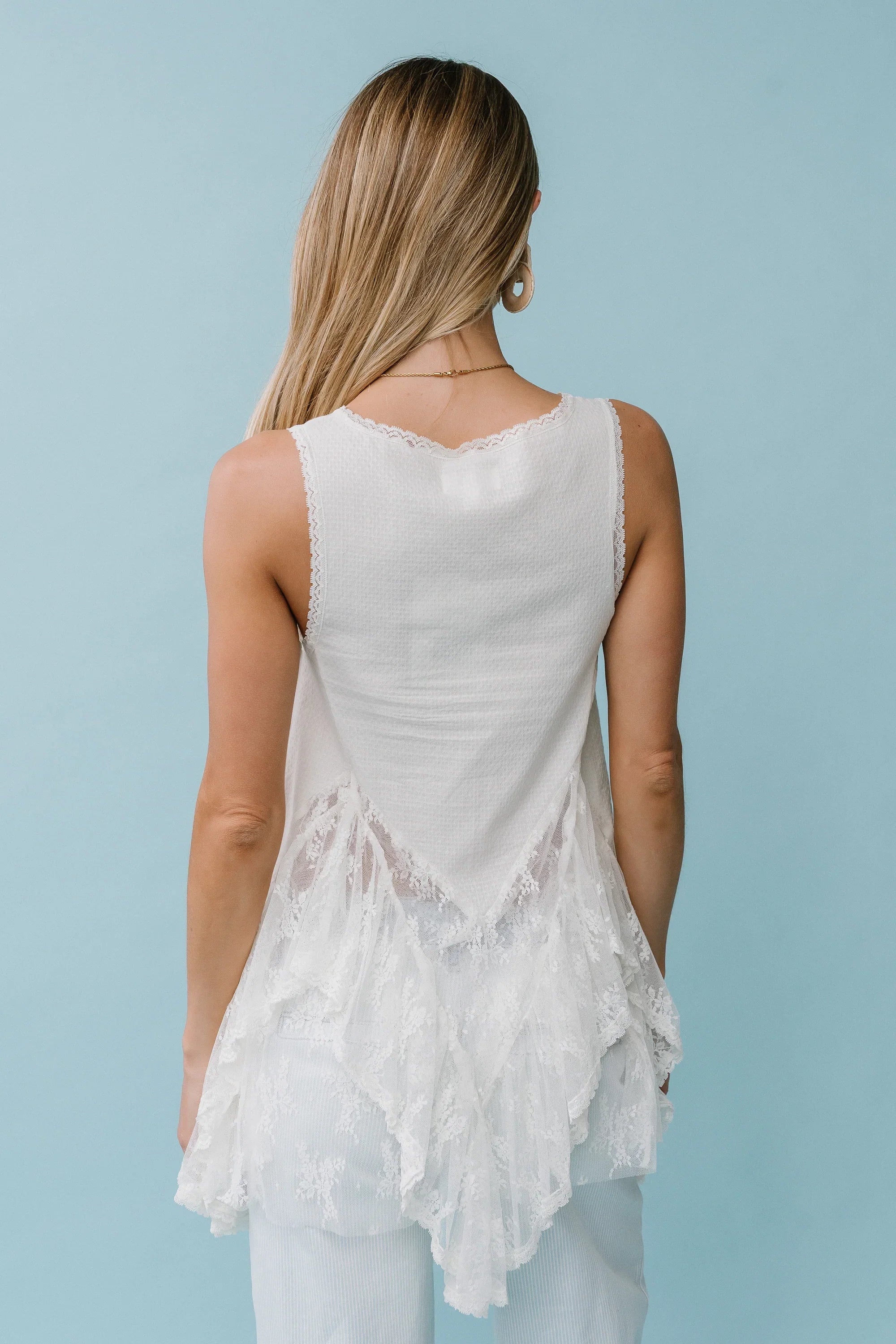 Mariana Lace Tank Top in Ivory