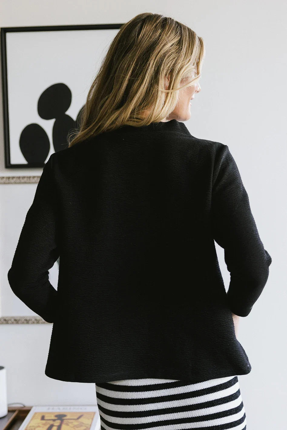 Textured Mock Neck Top in Black FINAL SALE