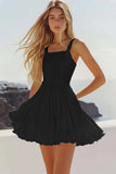 White A Line Short Pleated Mini Graduation Dress