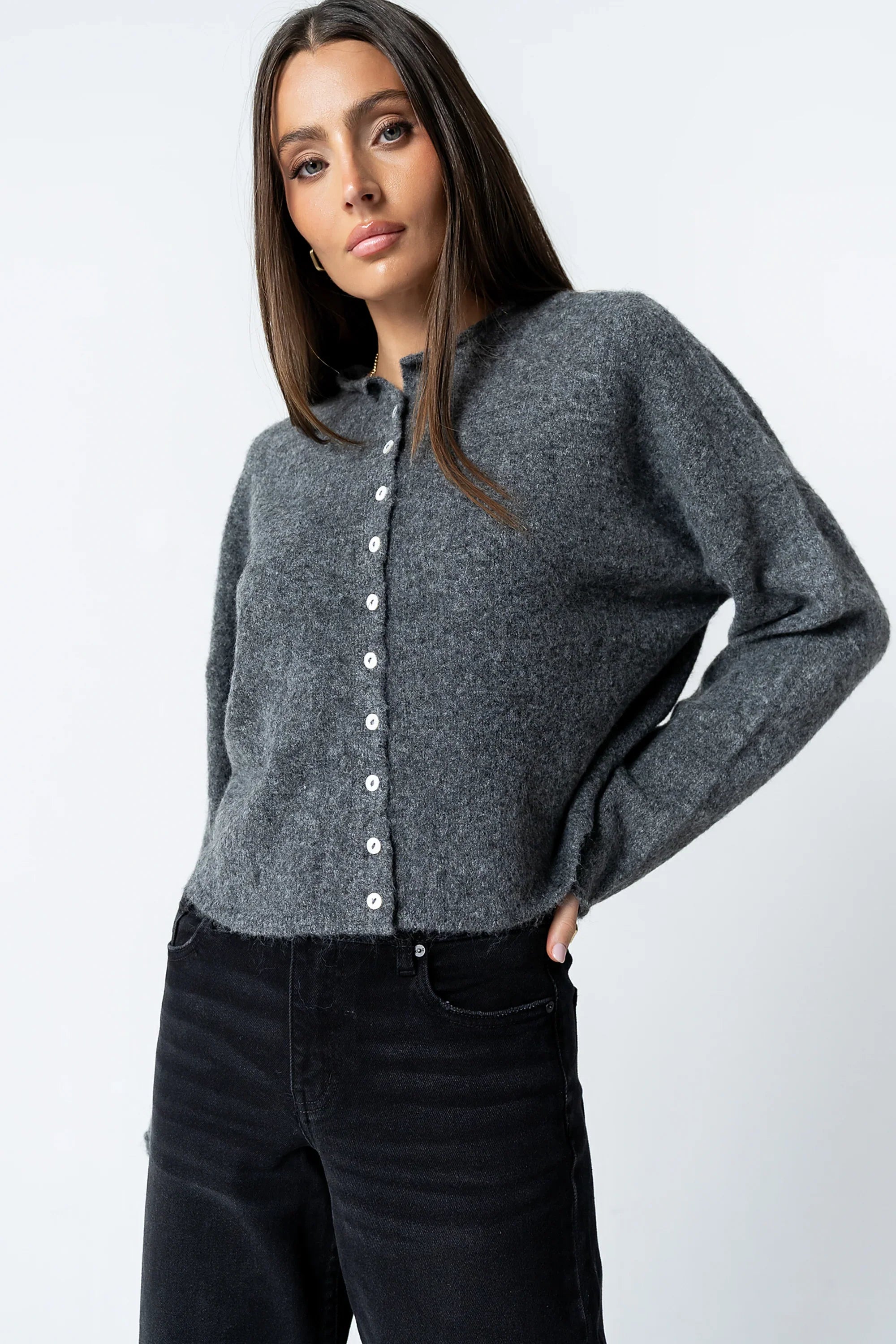 Maci Cardigan in Charcoal FINAL SALE