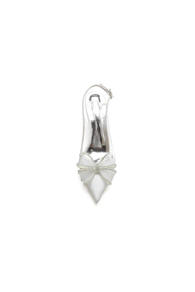 Pointed Toe Chunky Heels with Bow