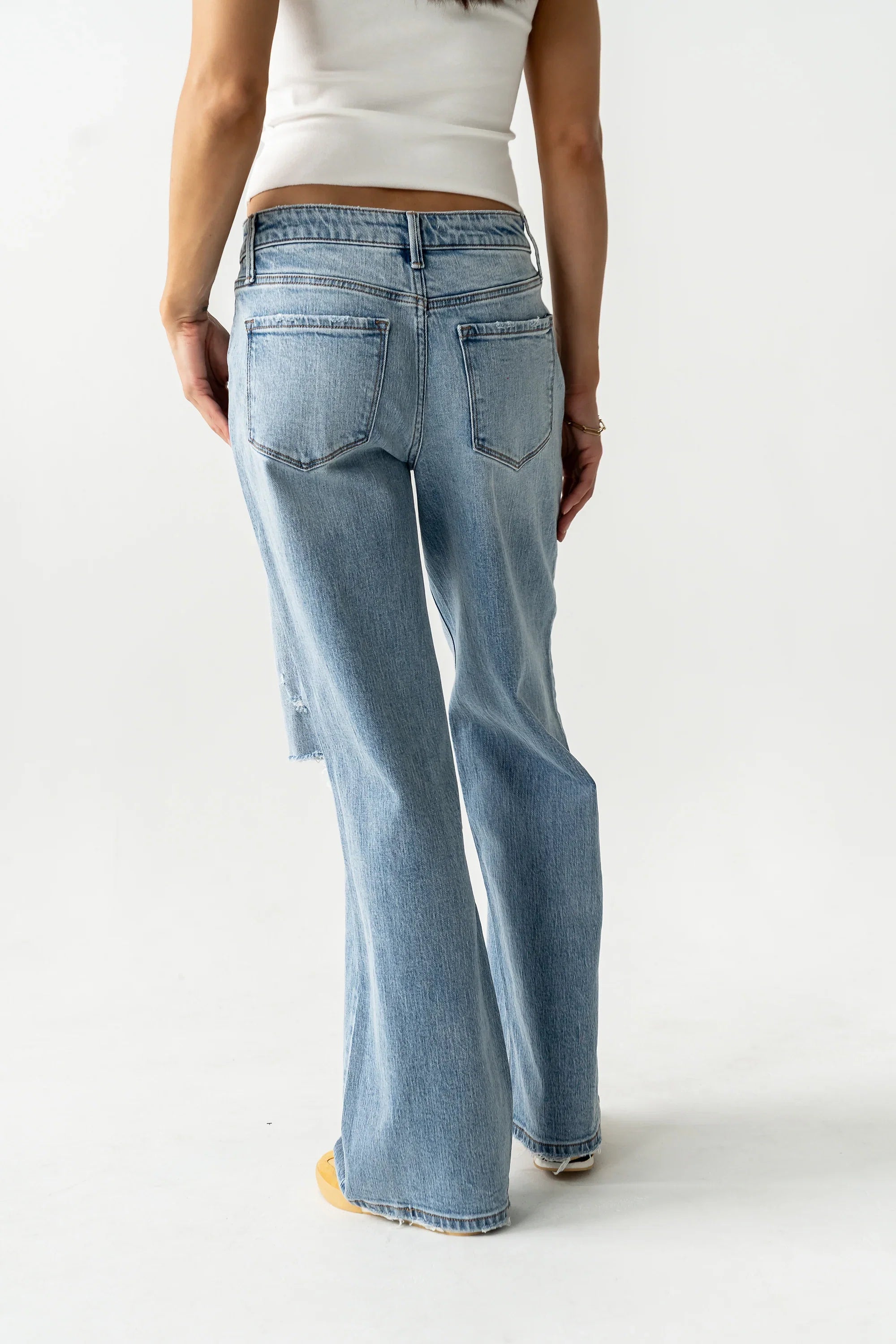 Devon Distressed Wide Leg Jeans