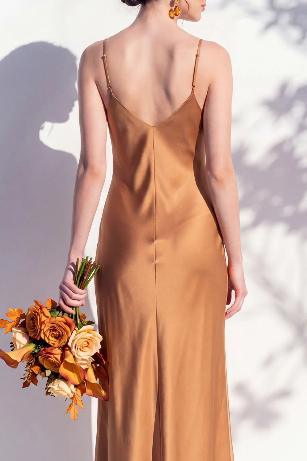 Satin Spaghetti Straps Sheath Sage Bridesmaid Dress