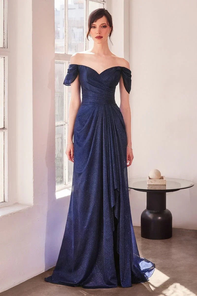 Carole Gown Draped Glitter Stretch Dress