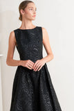 TEXTURED BLACK MIDI DRESS WITH OPEN BACK FINAL SALE