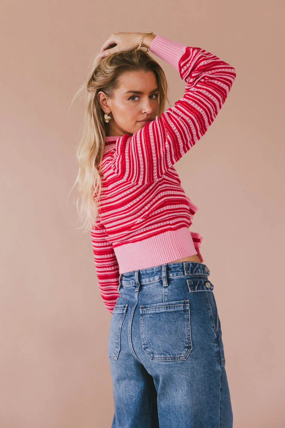 Kiara Striped Cardigan in Pink FINAL SALE