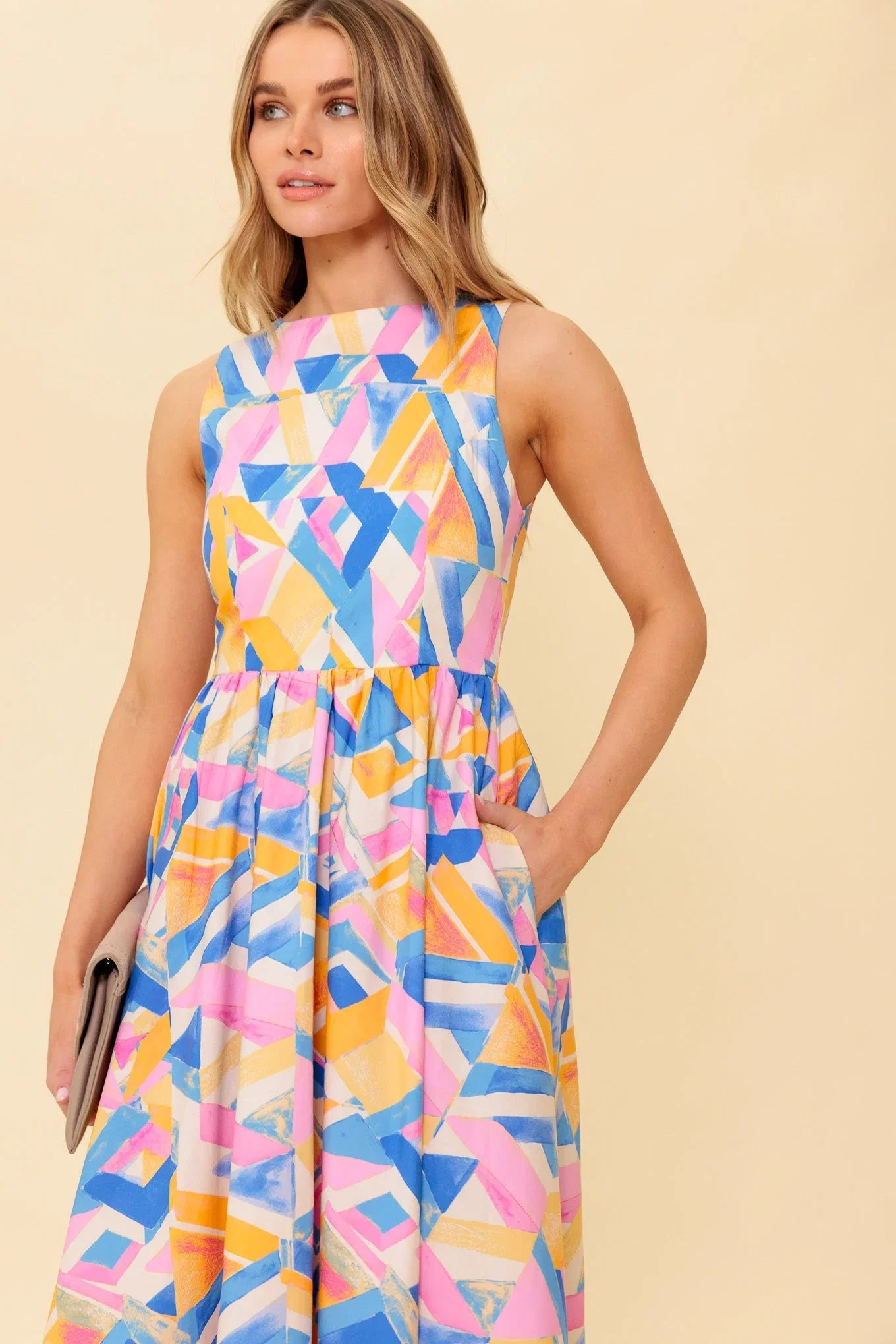 PATTON PARK MIDI DRESS POWDER BLUE PINK
