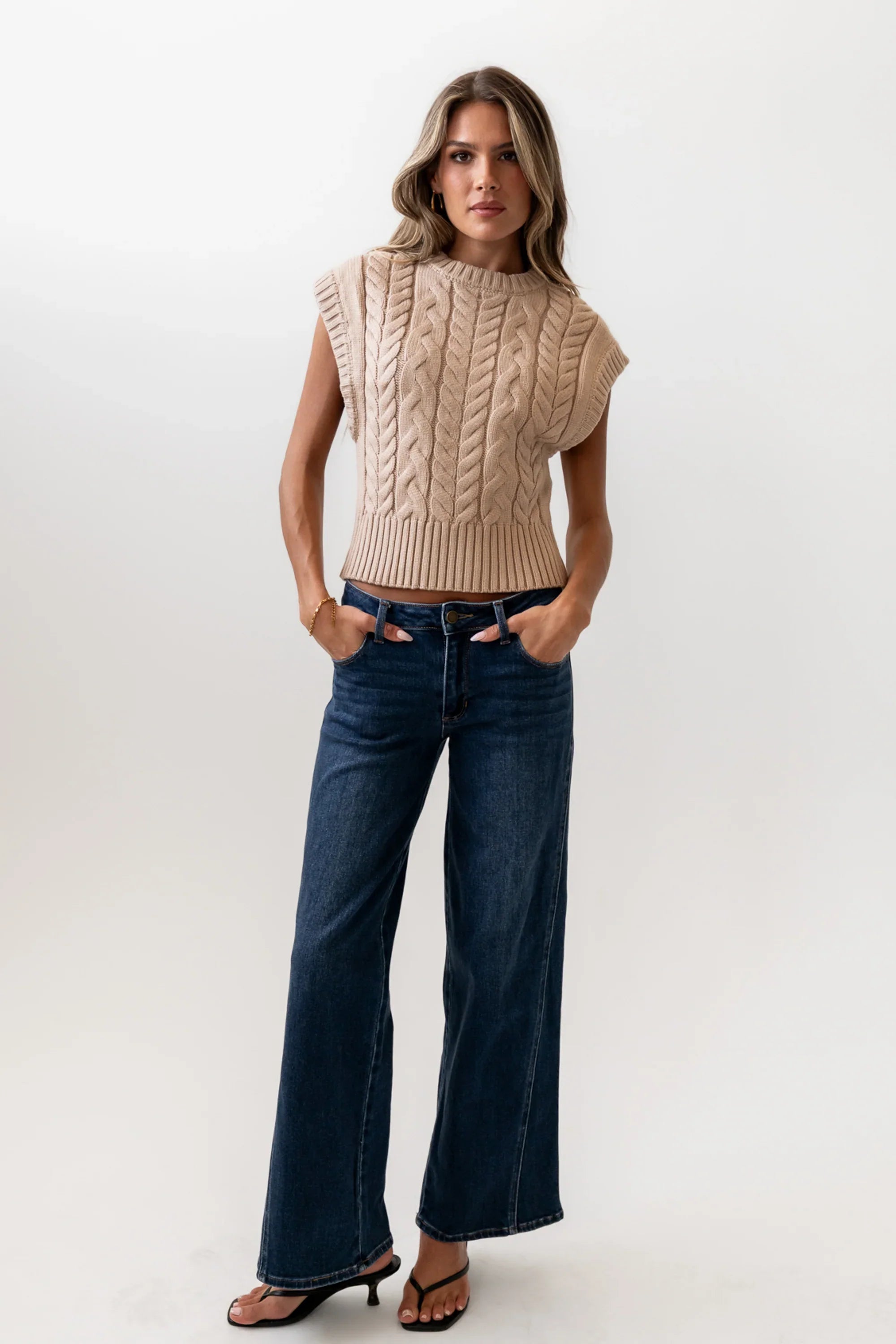 Lennie Cable Knit Top in Taupe FINAL SALE