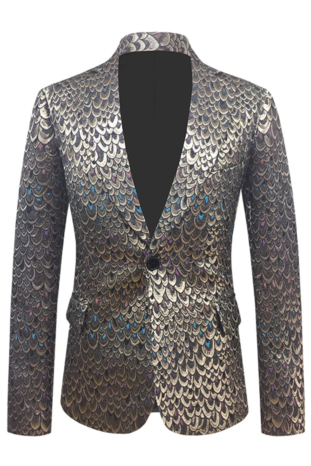 Mens Golden Jacquard Shawl Lapel Blazer