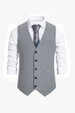 Mens Single Breasted Slim Fit Striped Suit Vest
