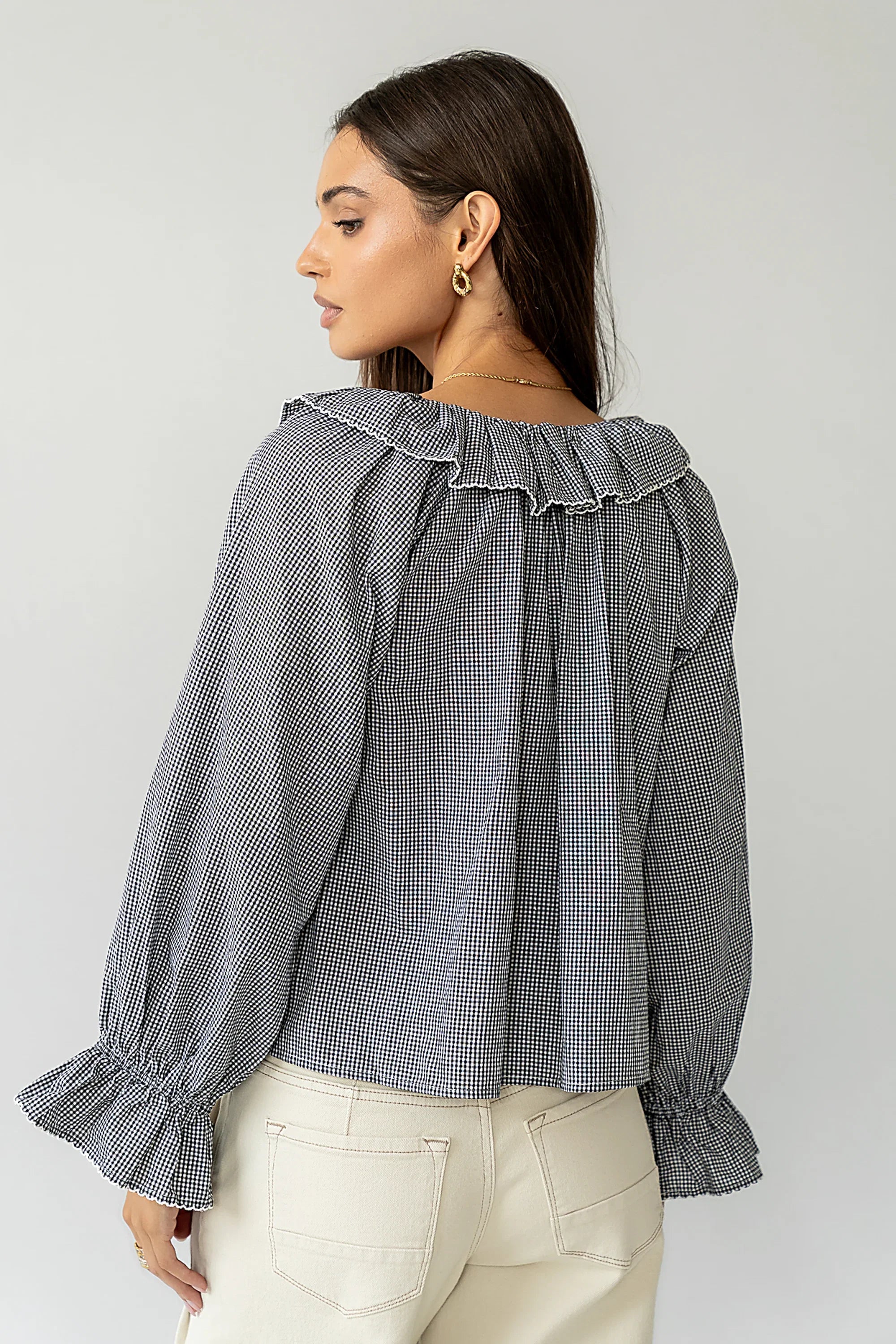 Ayla Gingham Blouse in Black