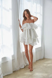 Alesia Tiered Organza Babydoll Mini Dress