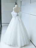 Off the Shoulder White Lace Appliques Sleeveless Lace Up Wedding Dresses