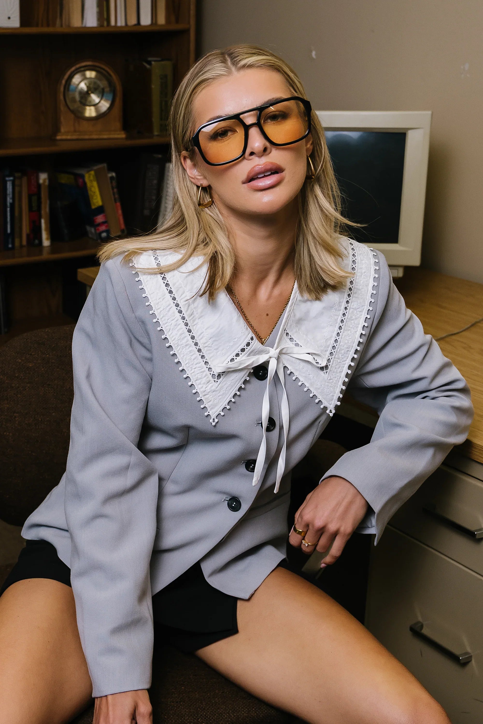 Kalani Collared Blazer in Grey