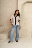 Angie Lace Trim Blouse in Cream FINAL SALE