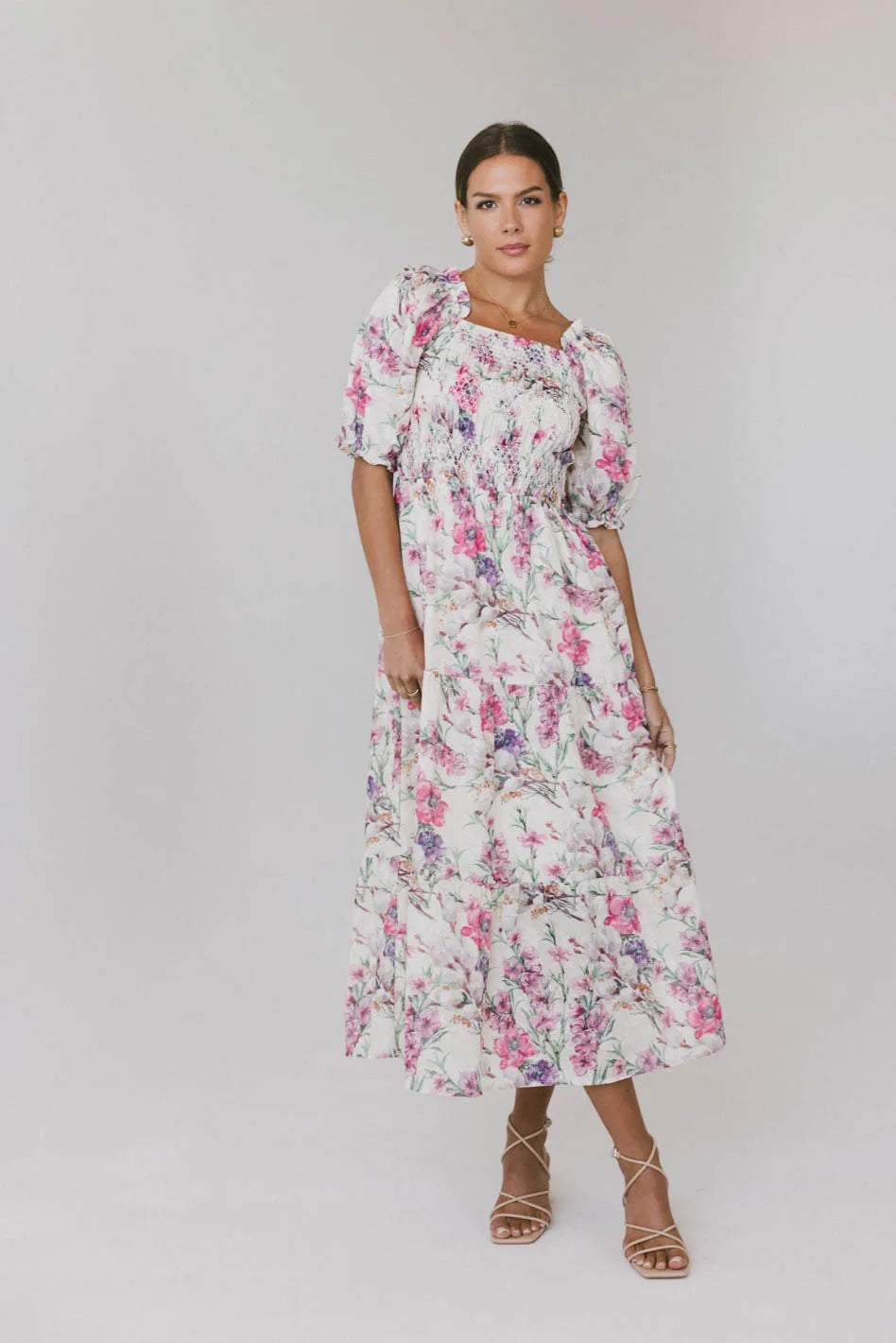 Luciana Floral Smocked Midi Dress FINAL SALE