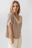 Saige Contrast Sweater in Oatmeal FINAL SALE