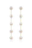 Falling Pearl and Crystal Dotted Drop Earrings
