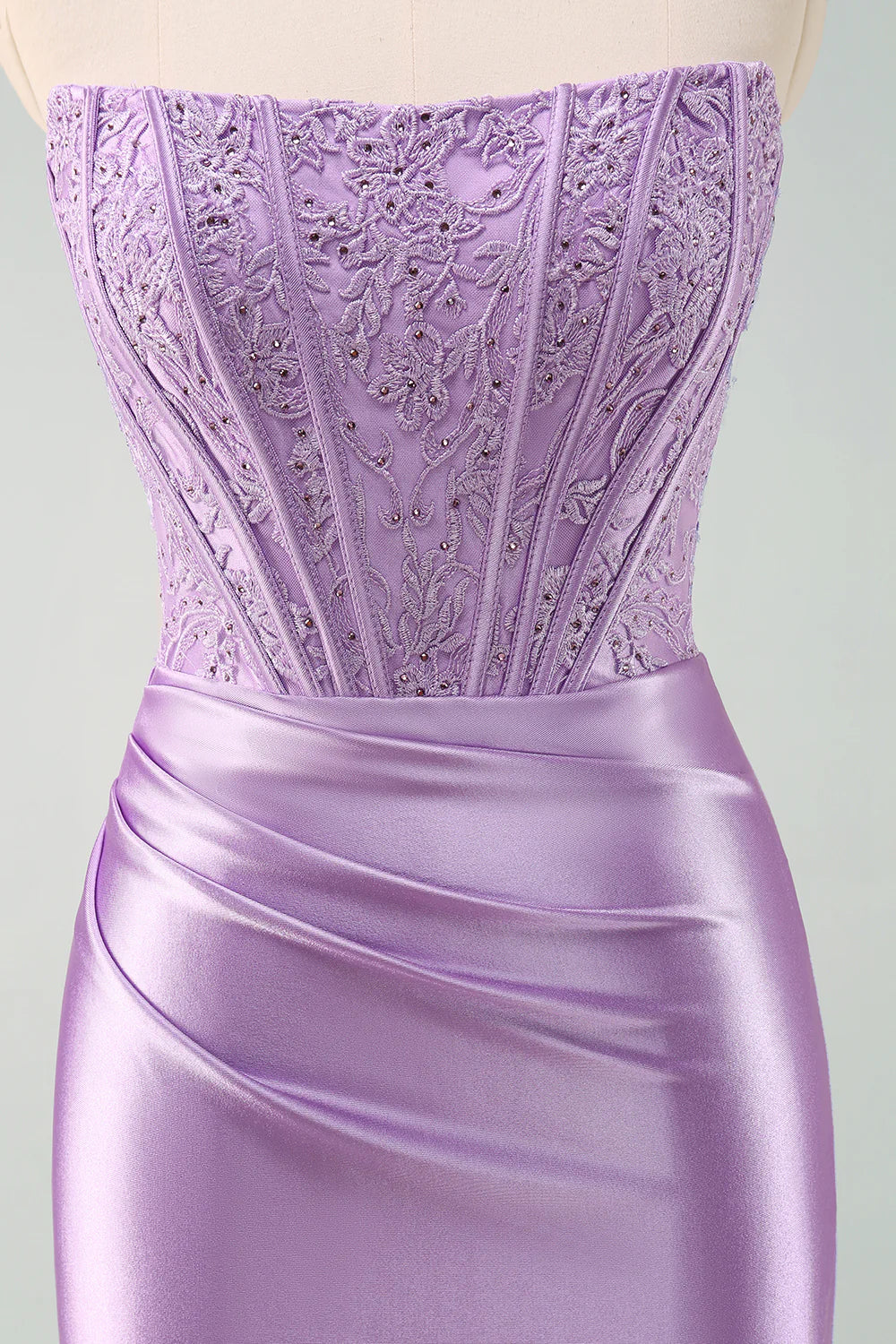 Stylish Purple Bodycon Pleated Beaded Corset Short Homecoming Dress