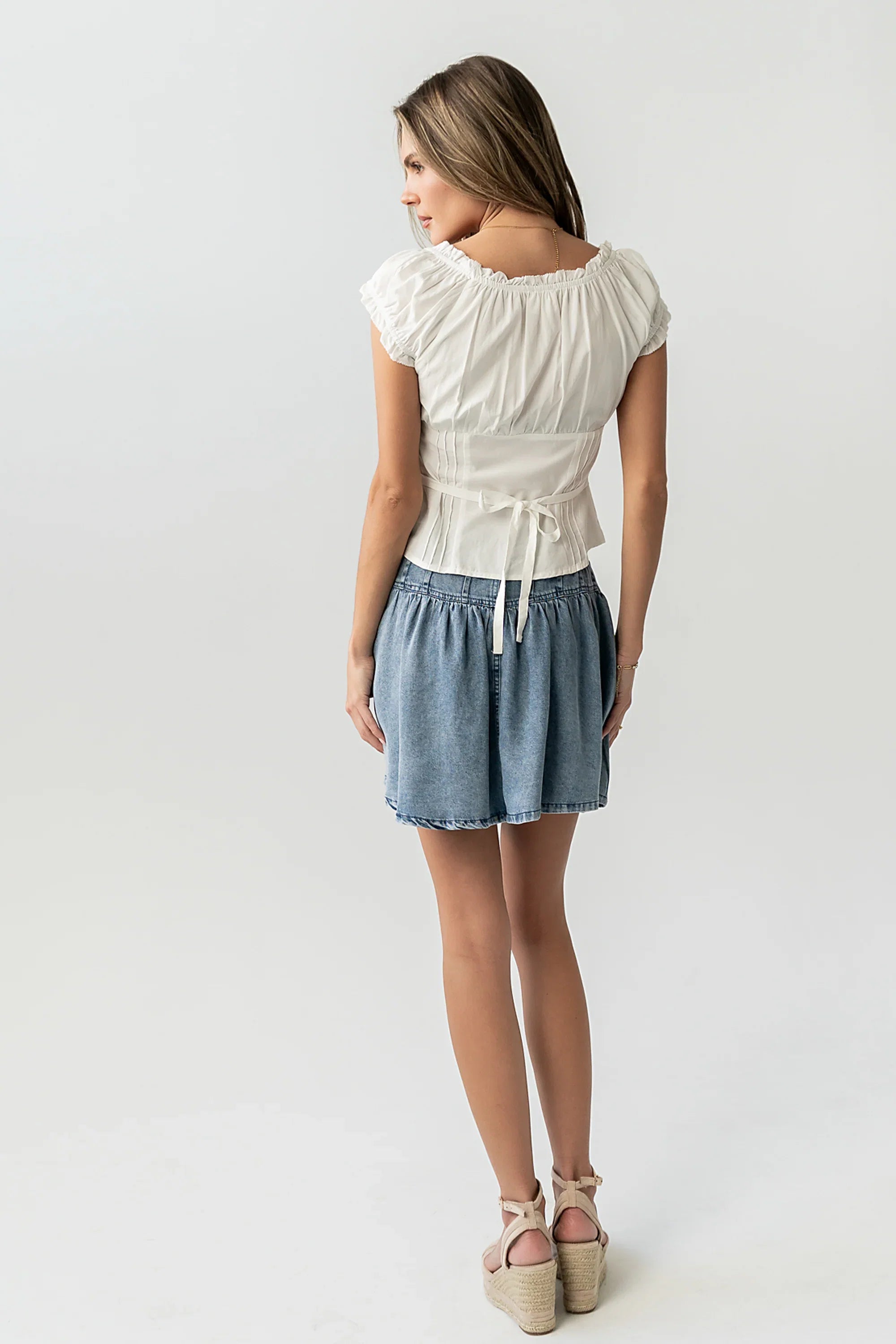 Tait Pleated Denim Mini Skirt