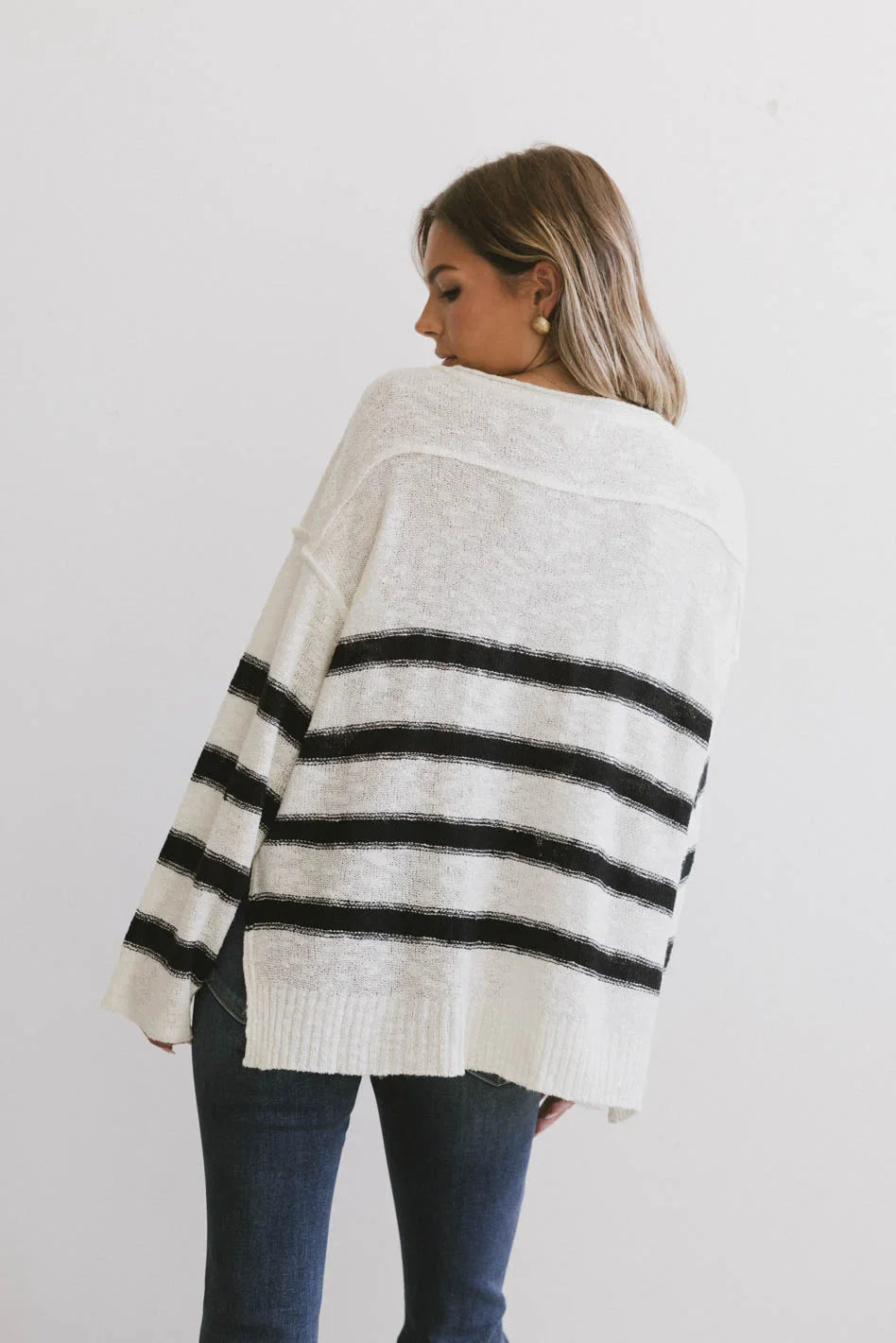 Gracia Striped Sweater Top in Cream FINAL SALE