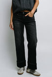 Marcia Cuffed Baggy Jeans in Faded Black