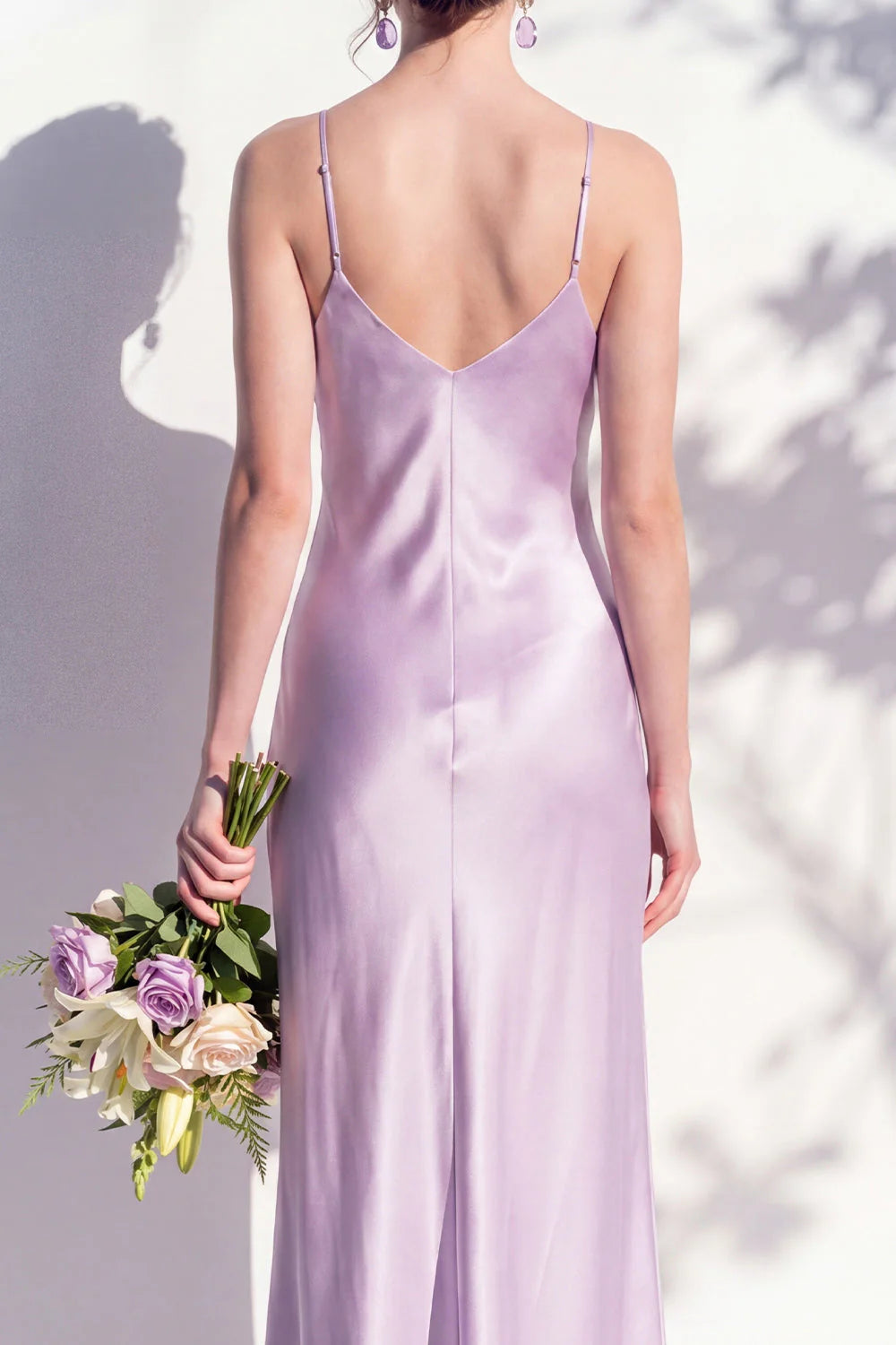 Satin Spaghetti Straps Sheath Sage Bridesmaid Dress