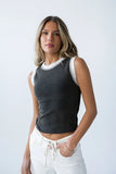 Lilah Reverse Seam Tank in Black