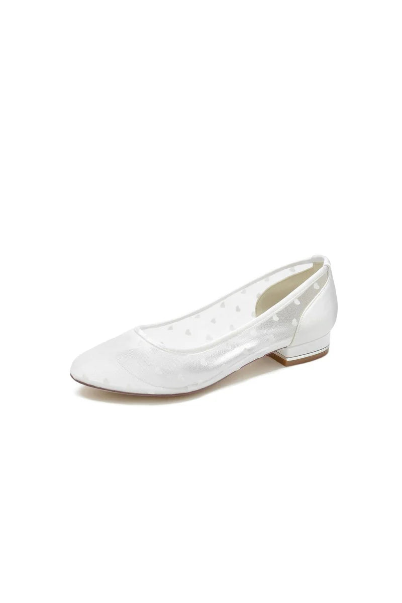 Simple Pointed Toe Mesh Slip on Low Heels