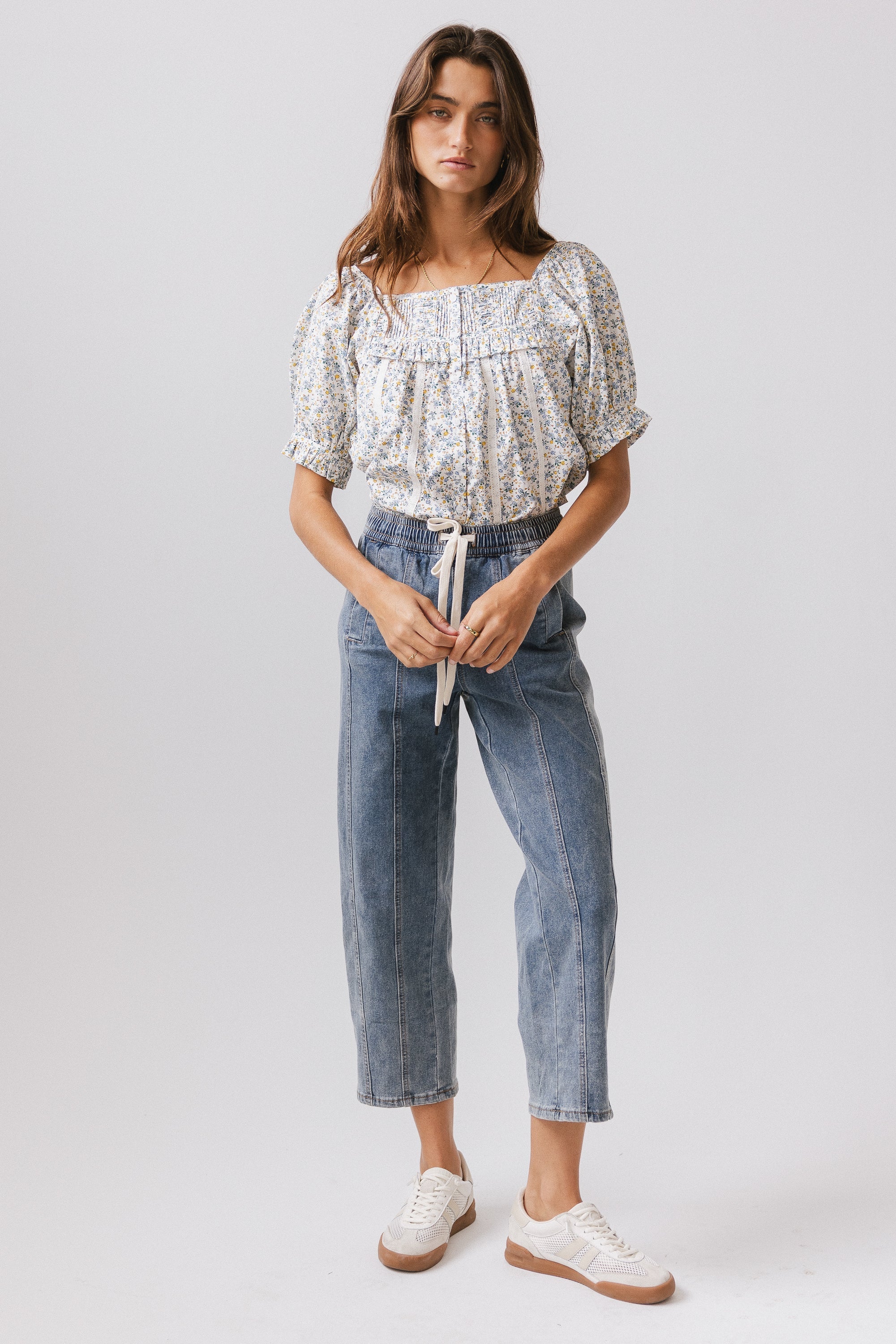 Tiffany Floral Blouse in Blue FINAL SALE