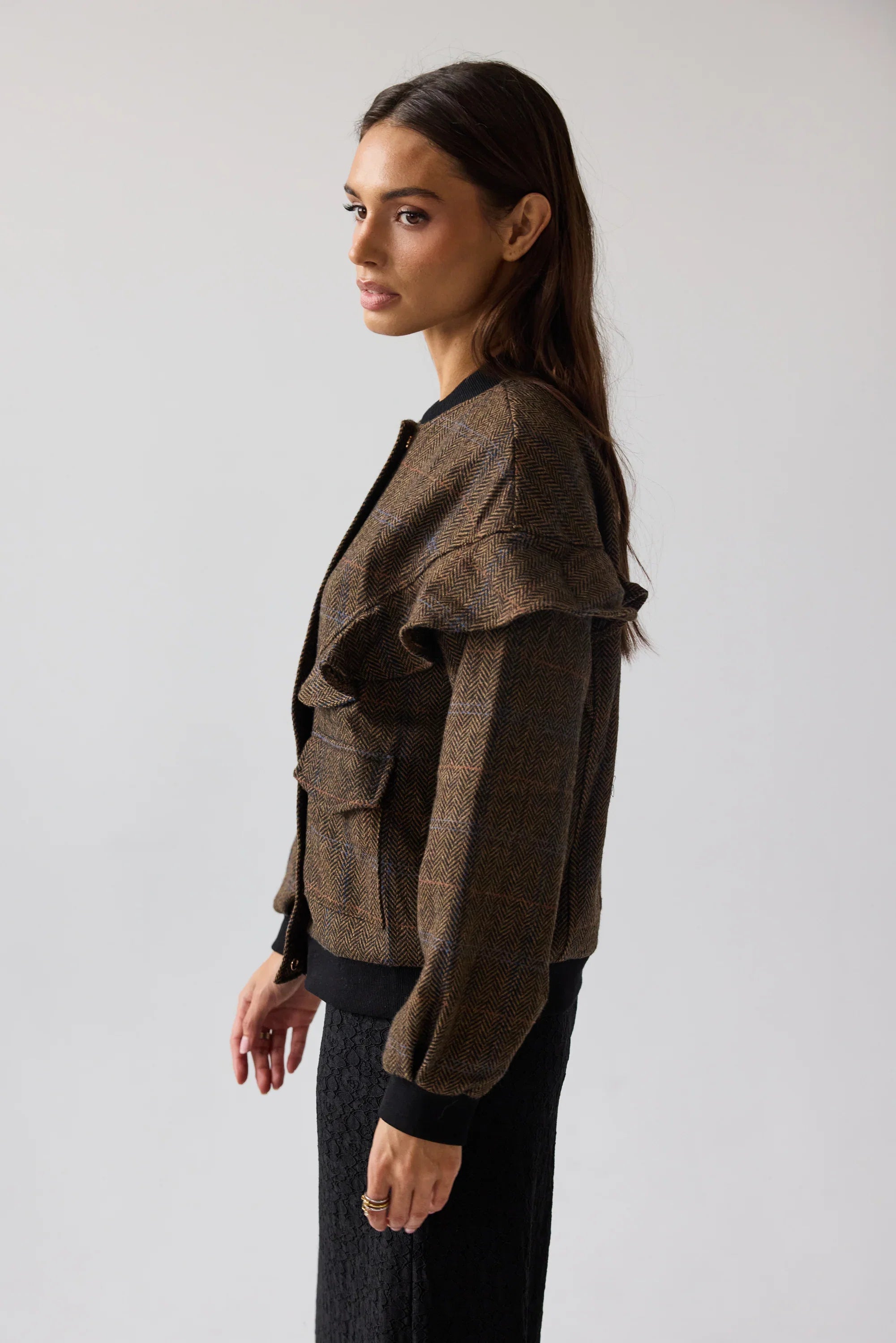 Ricky Herringbone Bomber Jacket