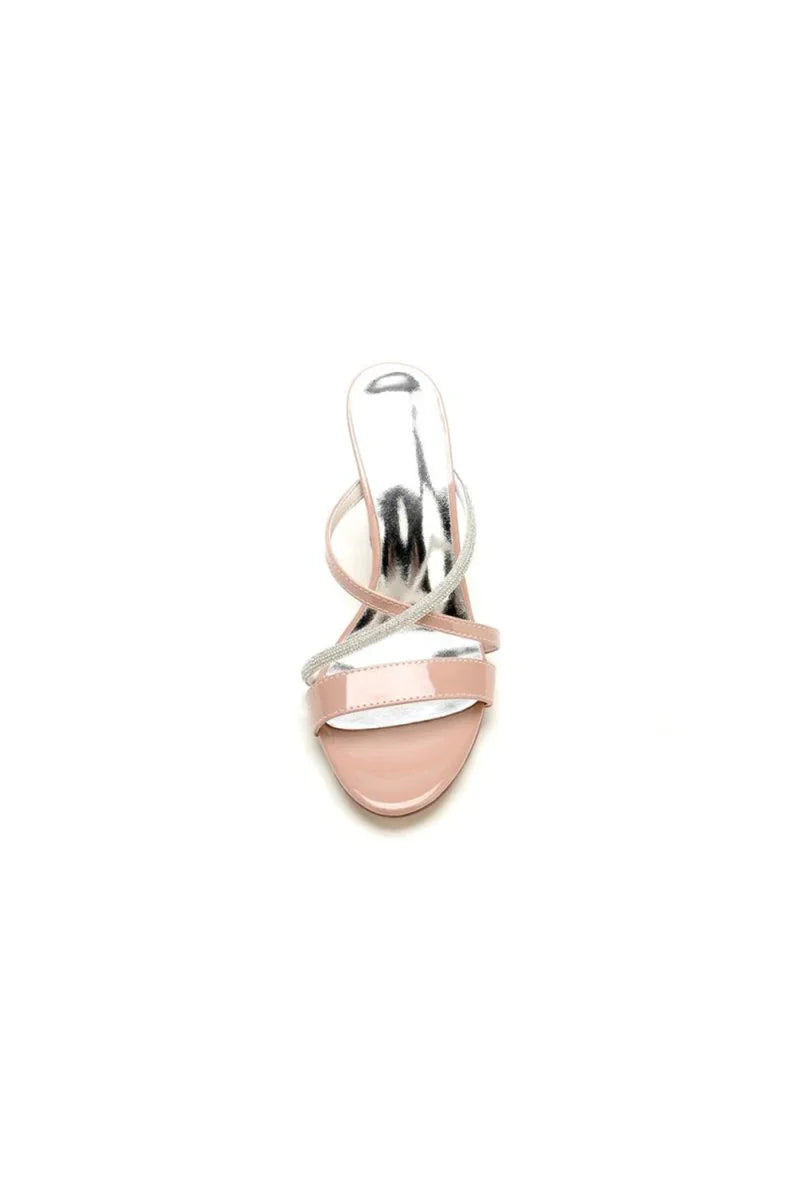 Nude Pink and Silver High Heeled Sandals