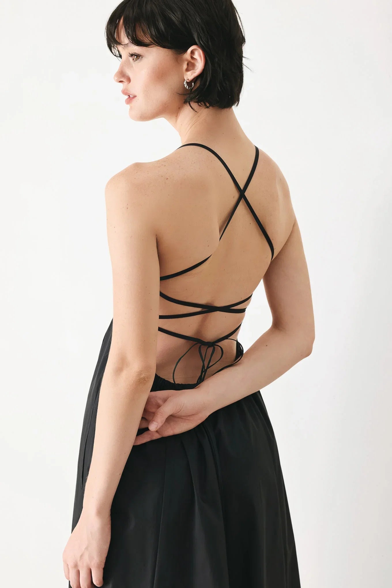 PURE LINE OPEN BACK MIDI DRESS
