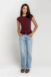 Misha Ruffle Top in Burgundy
