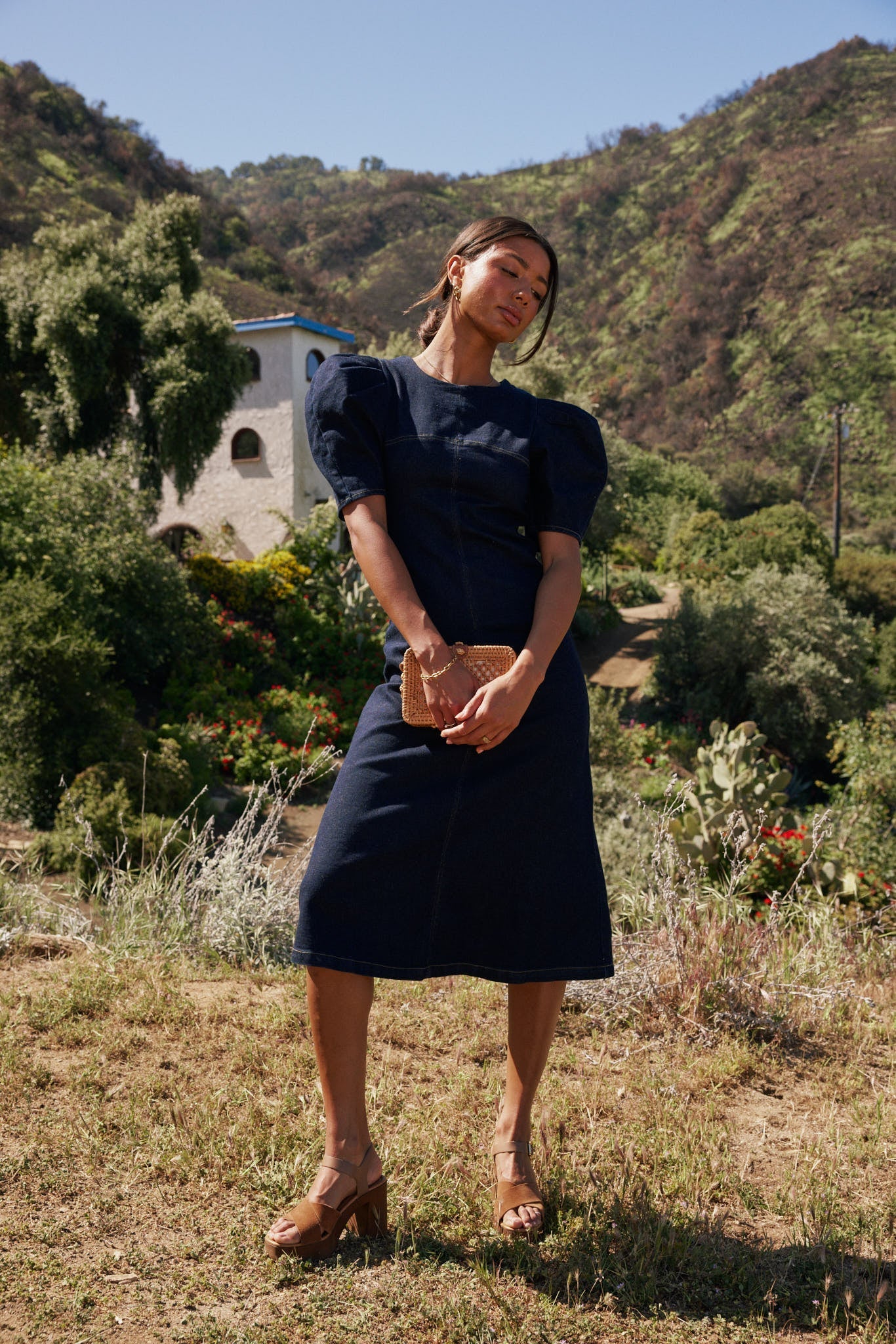 Campbell Denim Dress in Dark Wash FINAL SALE