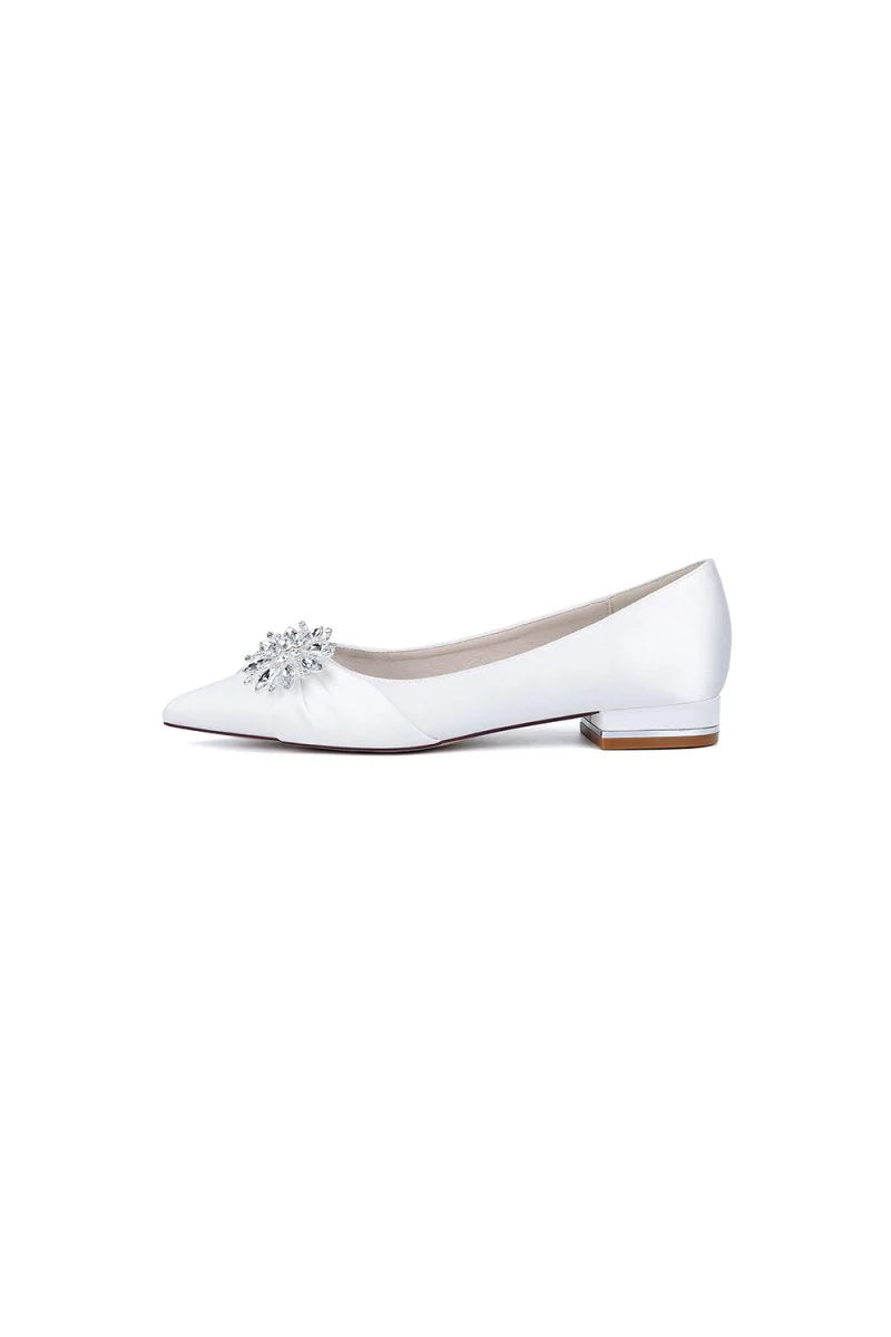 Champagne High Heels with Crystal Flower Embellishment