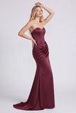 Sweetheart Burgundy Ruched Corset Mermaid Formal Dress