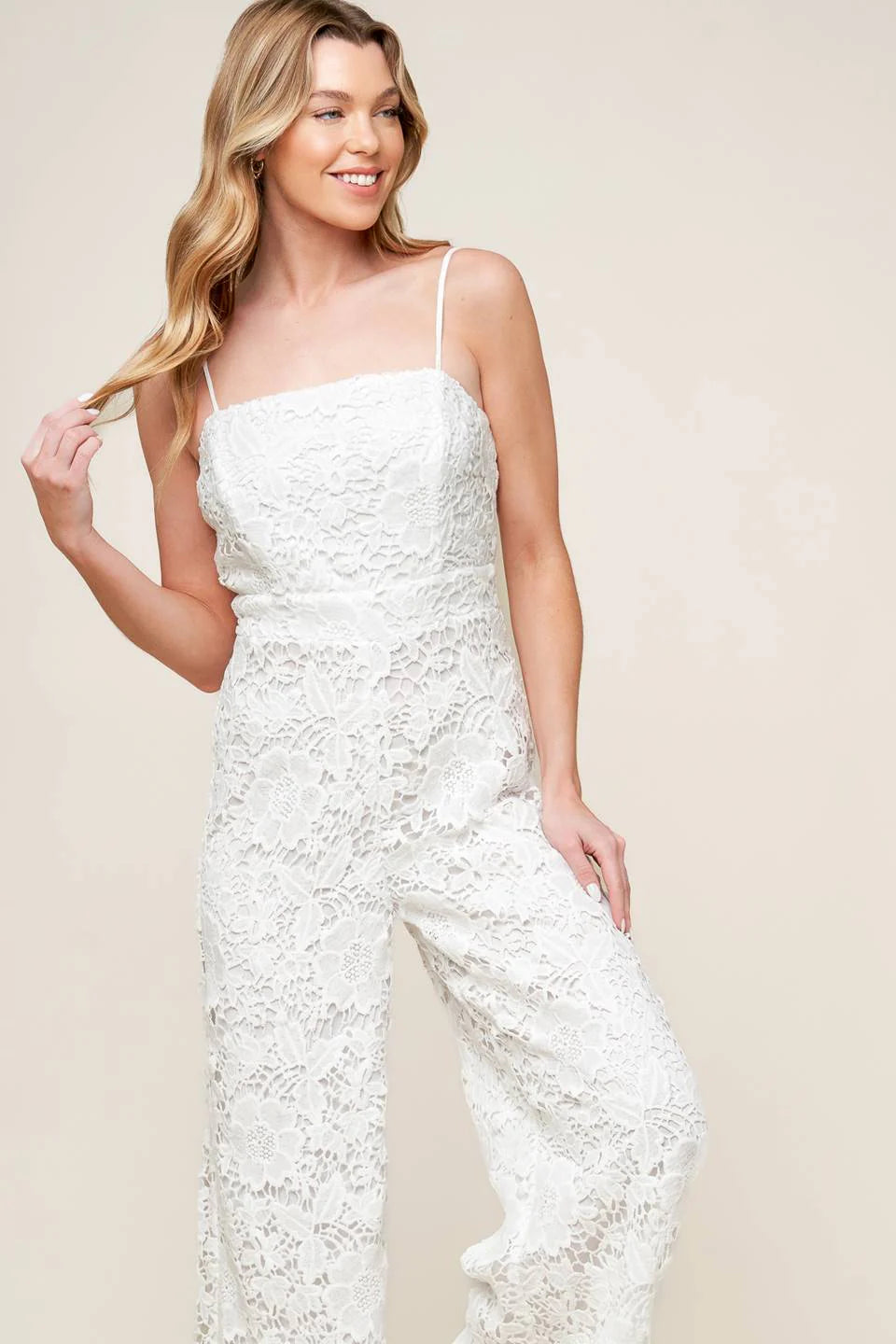 FOREVER YOURS WHITE LACE BRIDAL JUMPSUIT