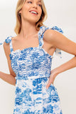 WHEN IN ROME MIDI DRESS BLUE WHITE TOILE