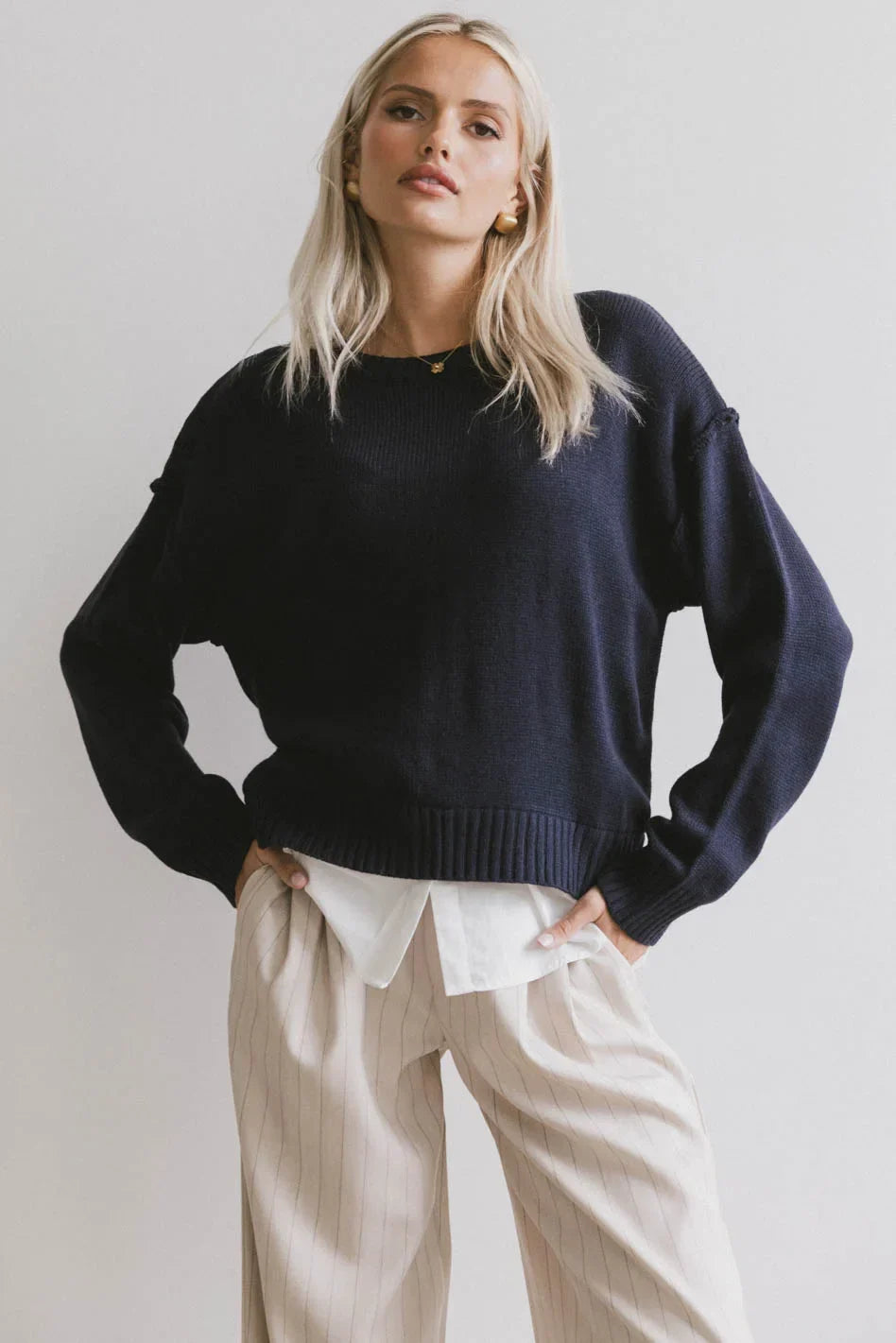 Marcel Knit Sweater in Navy FINAL SALE
