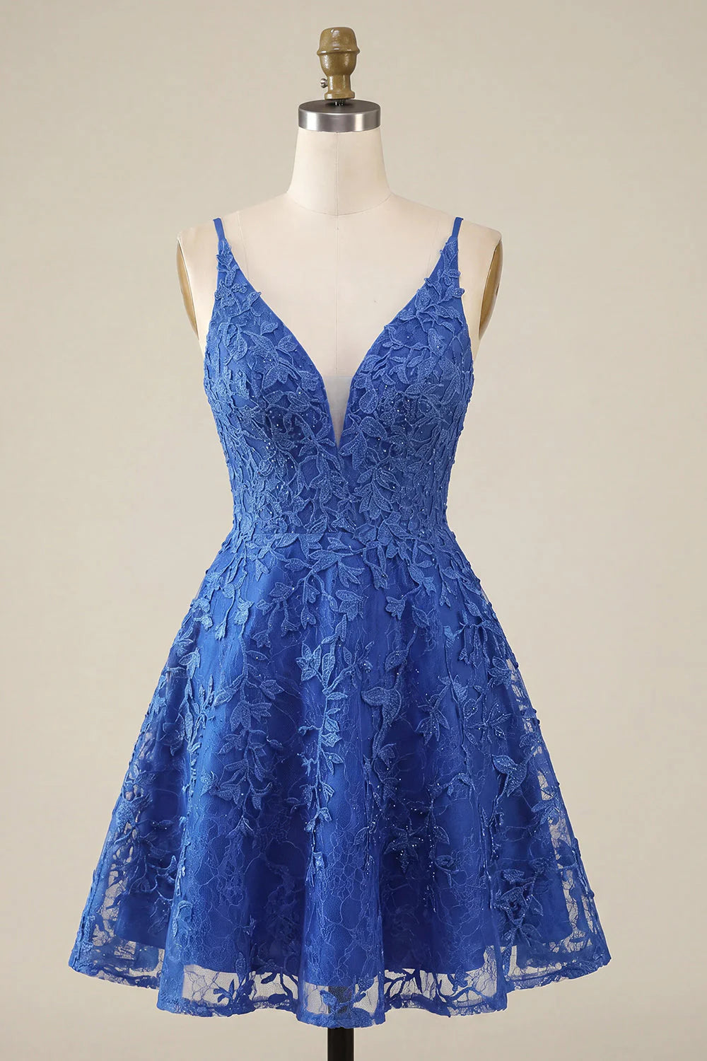Royal Blue Applique Spaghetti Straps A Line Homecoming Dress
