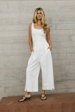 Elke Button Slacks in White FINAL SALE