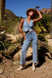 Shea Floral Straight Leg Jeans in Light Wash FINAL SALE